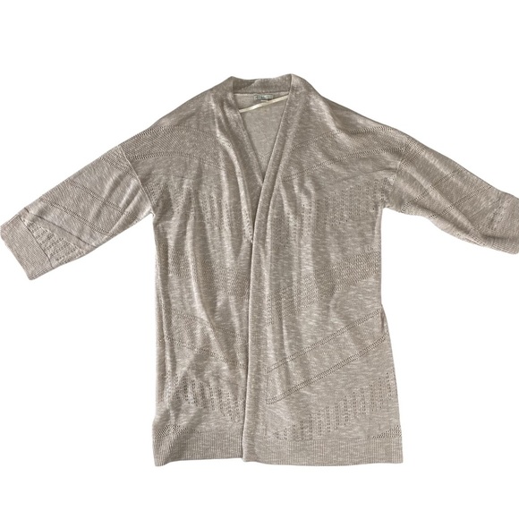 EST. 1946 Crochet Cardigan Sweater Beige Womens Size L Breathable Open Front. - Picture 13 of 15